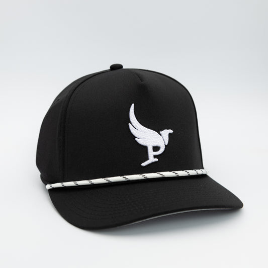 The High Harpy Snap snapback golf hat in Black w/ White/Black Rope