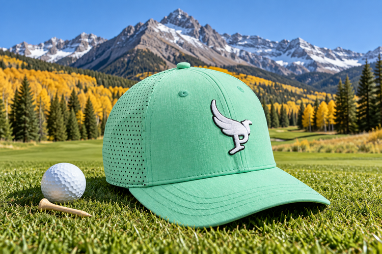 ParBird performance golf hats on an alpine course