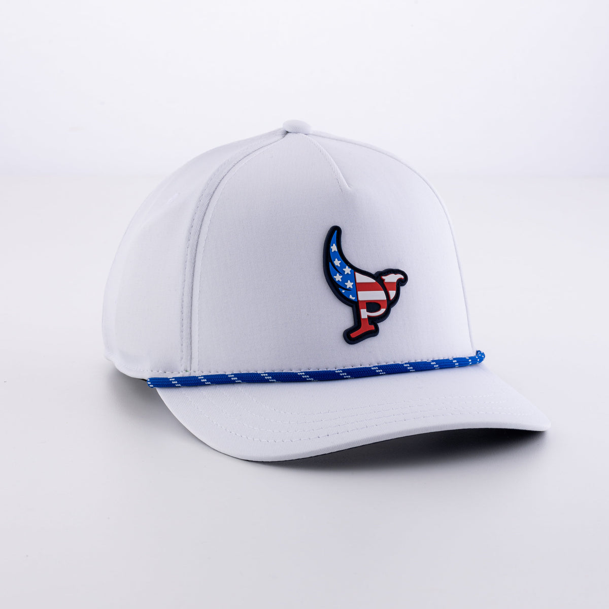 The Eagle in White with American flag ParBird rubber patch, front view