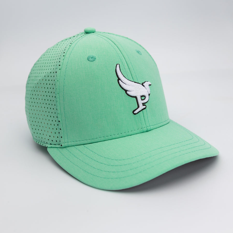The Peregrine performance golf hat in Seafoam